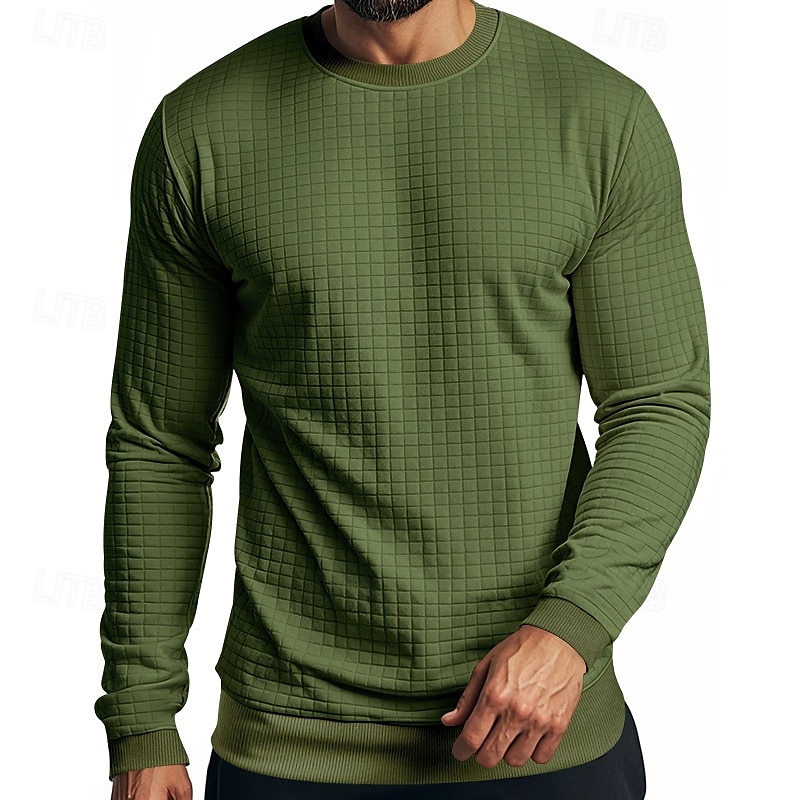 Per uomo Maglietta Maglietta a Maglia Waffle Camicia a Maniche Lunghe Manica Lunga Girocollo Primavera Autunno Semplice Moda Designer Essenziale Jacquard Vacanza Streetwear Uscire Nero Bianco Grigio del 2025 a $27.99 –P3