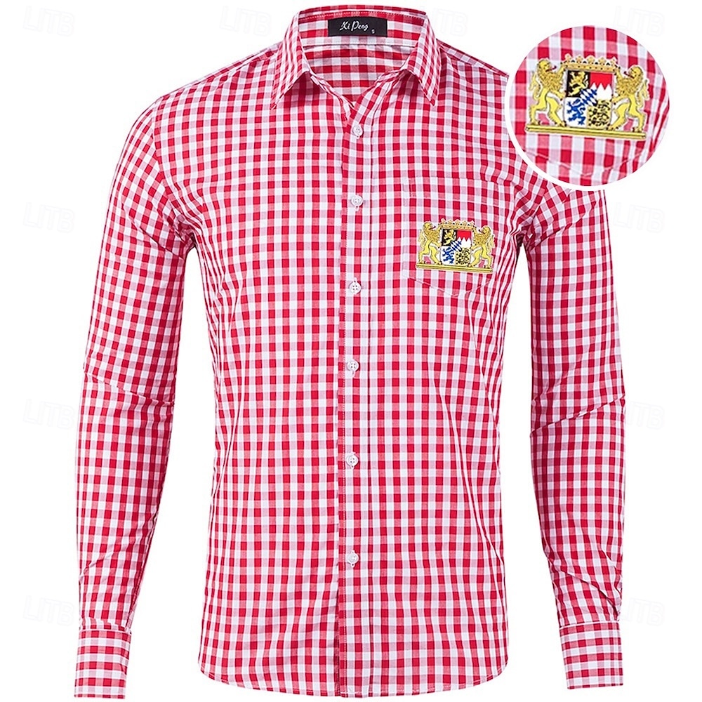 Oktoberfest Tern Mønster Lederhosen-skjorte Bayersk våpenskjold bayerske Tysk Enger Herre Karneval Ølfestivalen Tradisjonell stil klut Trøye 2026 - $32.99 –P11