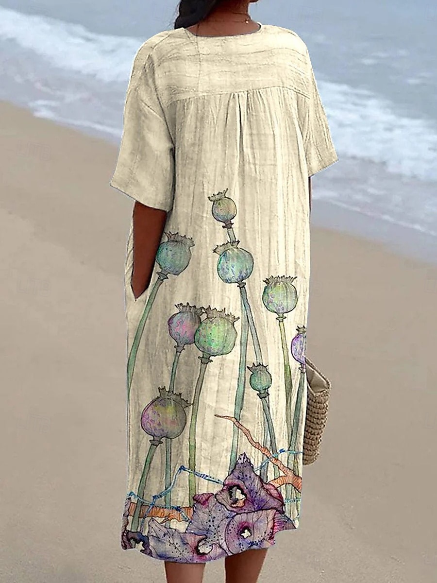 Femmes Robe Midi Robe d'Été Robe trapèze Vacances Occasionnel Chaussures de plage Soirée Sortir Plage Coupe Ample Fleuri Graphique Manche Courte Col en V Noir Vert Beige Été Printemps de 2025 ? $37.99 –P3