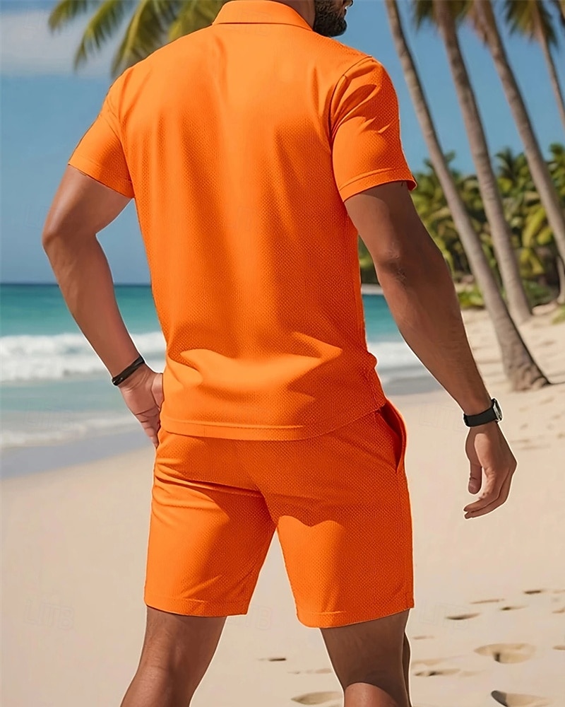 Ανδρικά Πουκάμισο γκολφ Μπλουζάκια Golf Polos Δουλειά Causal Πέτο Κοντομάνικο Βασικό Μοντέρνα Σκέτο 2 τεμάχια Κουμπιά Καλοκαίρι Άνοιξη Κανονικό Μαύρο Ρουμπίνι Πορτοκαλί Μπλε Απαλό Γκρίζο 2026 - $29.99 –P2