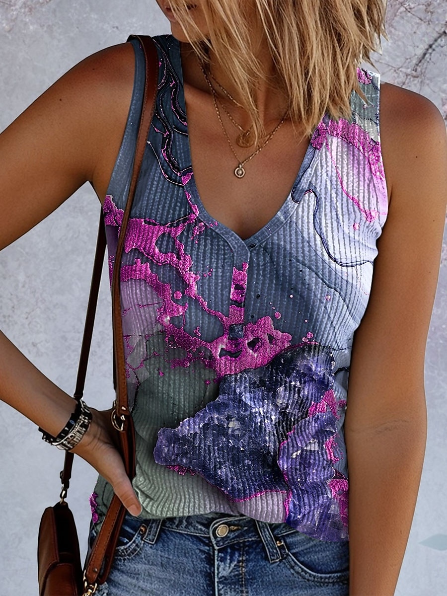 Pentru femei Camisole Tank Top Ombre Grafic Epocă Tropical Stilat Fără manșon Fără mâneci În V Topuri obișnuite Zilnic Imprimeu Albastru piscină Mov Trifoi Vară Primăvară 2025 - $17.99 –P3