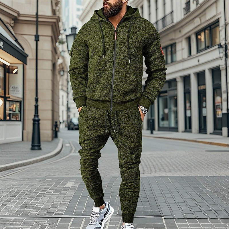 Per uomo Tuta da Ginnastica Set di abiti Set di felpe con cappuccio Felpa con Cappuccio All'aperto Quotidiano Sportivo Con zip Tasca Coulisse Semplice Rosso bordeaux Blu Grigio chiaro Poliestere del 2025 a $55.99 –P17