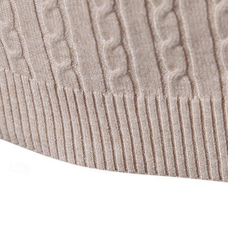 Herr Pullover tröja Stickad tröja Ribbad Sticka Vanliga toppar Stickat Slät Polokrage Mode Grundläggande Semester Dagliga kläder Kläder Höst Vinter Vin Svart S M L 2025 - $21.99 –P17
