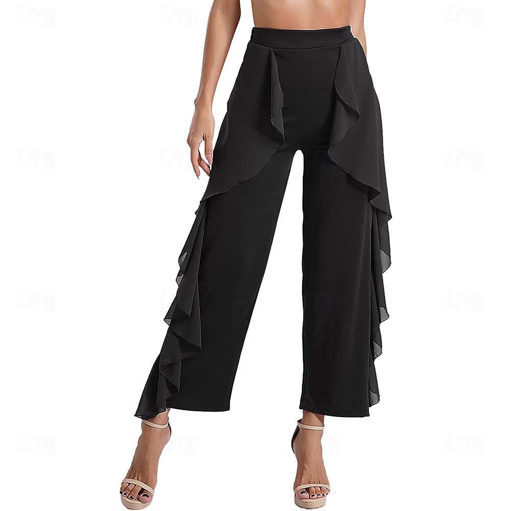 Damen Latein Tanzhose Tango Salsa Samba Tanzhose Rock fließende Hose Bauchtanzhose 2025 - $22.99 –P1