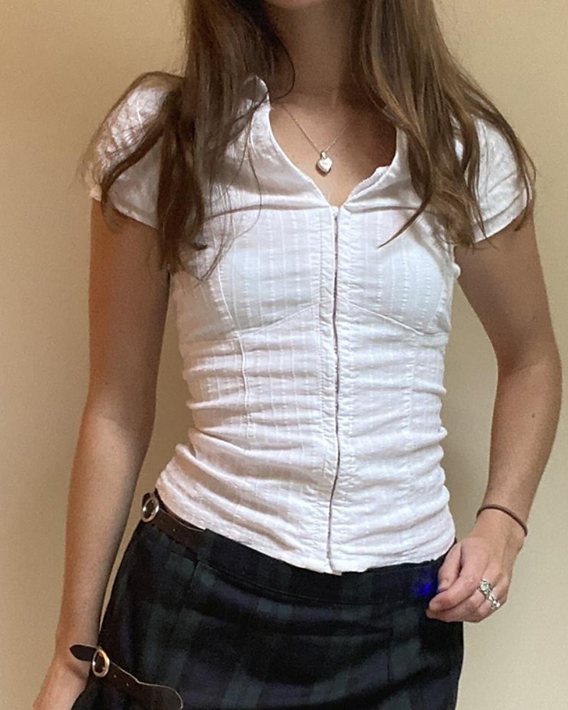 Damen Hemd Bluse Einfach Modern Lässig Kurzarm Hemdkragen Normale Oberteile Täglich Ferien Knöpfe Weiß Rosa Sommer 2025 - $24.99 –P2