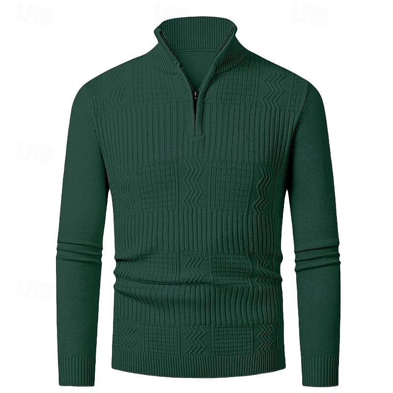 Herren Pullover Pullover mit Viertelreißverschluss Strickpullover Zopfmuster Stricken Normale Oberteile Gestrickt Einfach Viertelreißverschluss Mode Lässig Urlaub Alltagskleidung Bekleidung Herbst 2025 - $22.99 –P15