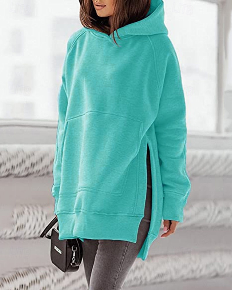 Dame Pullover hettegenser-genser عادي Gatemote Fritid Langermet Med hette Vanlige topper Gate Ferie Lomme Svart Rosa Vin Beige Lyseblå Vinter 2025 - $23.99 –P17