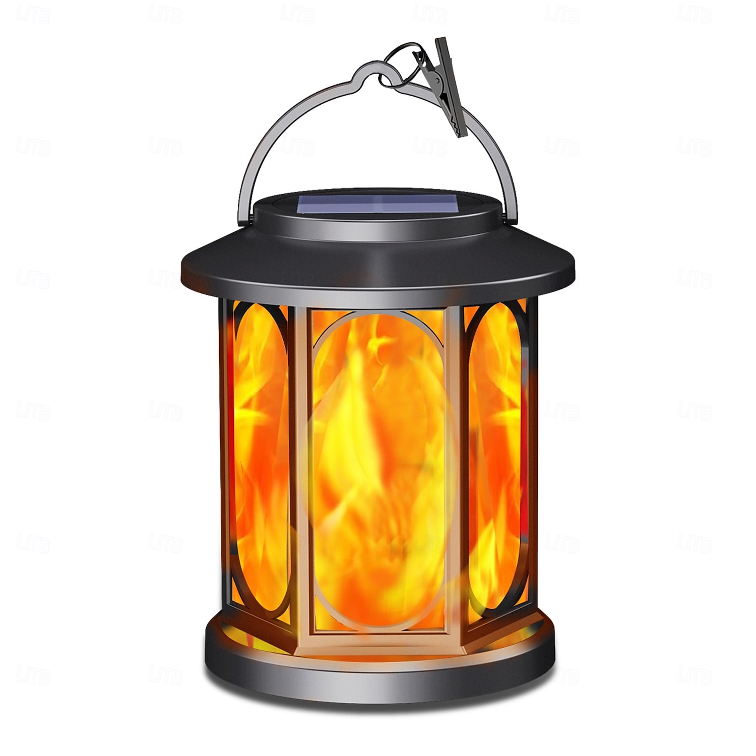 1 linterna solar impermeable de mano con forma de llama intermitente para Halloween y Navidad, ideal para exteriores, patio, jardín, césped, camino, terraza, camping, decoración, luz de paisaje, luz 2025 - $20.99 –P1