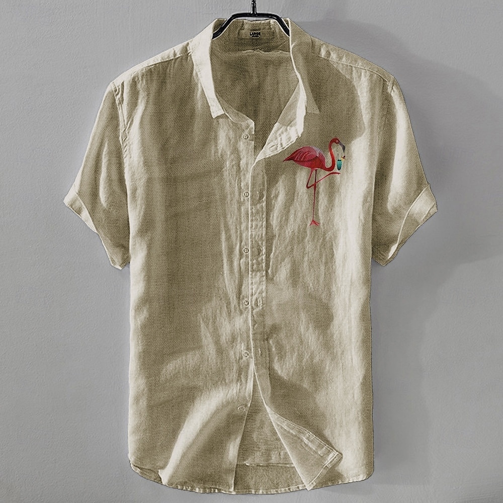 Men's Linen Shirt Casual Shirt Cotton Linen Shirt Button Up Shirt Pattern Vacation Street White Dark Navy Sky Blue Khaki Short Sleeve Lapel Summer Clothing Apparel Buckle 2025 - $17.99 –P6