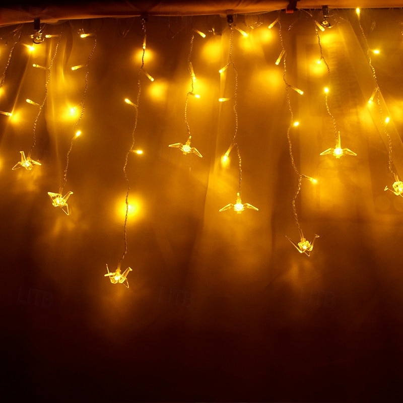 Luces de cadena de hadas 3.5M 96LED coloridas mil grullas de origami luces de cortina LED para boda decoración de habitación fiesta patio destellos luces de cadena de vacaciones enchufe EU US AU UK 2026 - $50.99 –P14