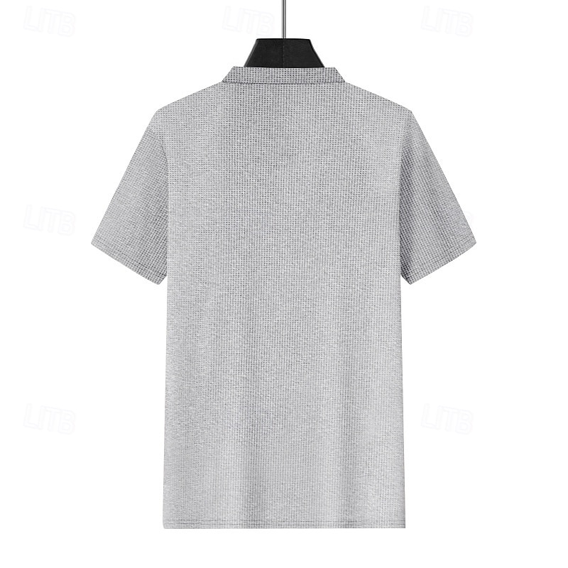 Men's Golf Shirt Golf Polos Shirts Work Casual Lapel Short Sleeve Basic Modern Plain Jacquard Summer Regular Fit Black White Red Royal Blue Khaki Light Grey Golf Shirt 2025 - $16.49 –P5