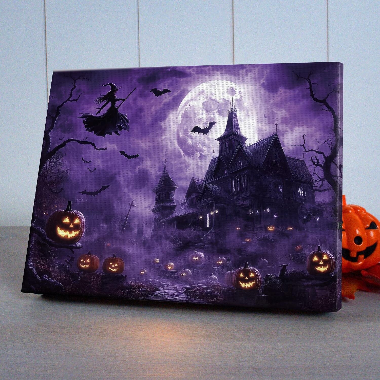 Halloweenské LED plátno na zeď, LED osvětlená nástěnná dekorace, 2aa baterie, osvětlené plátno, led světlo, kuchyň, ložnice nebo domácí dekorace, vodopád 2025 - $35.99 –P5