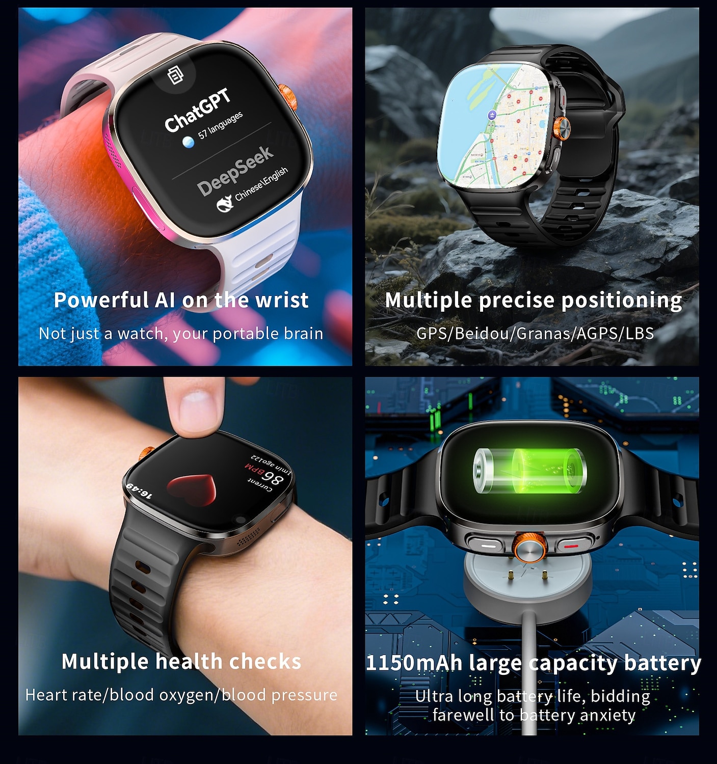 LOKMAT APPLLP 6 MAX Smart Watch 2.16 inch 4G LTE Cellular Smartwatch Phone 3G 4G 3G Pedometer Call Reminder Activity Tracker Compatible with Android iOS Women Men GPS Hands-Free Calls Media Control 2025 - $164.99 –P3