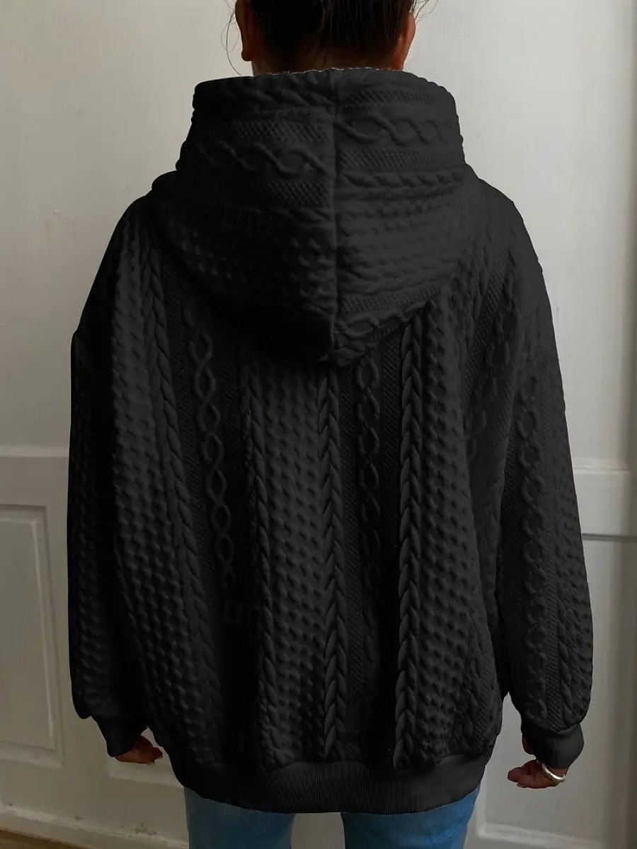 Femmes Sweat à capuche Uni Occasionnel manche longue À capuche Hauts Réguliers Rue Tenue Quotidienne Noir Blanche Rose Claire Rouge Bleu Automne Hiver de 2025 ? $27.99 –P14