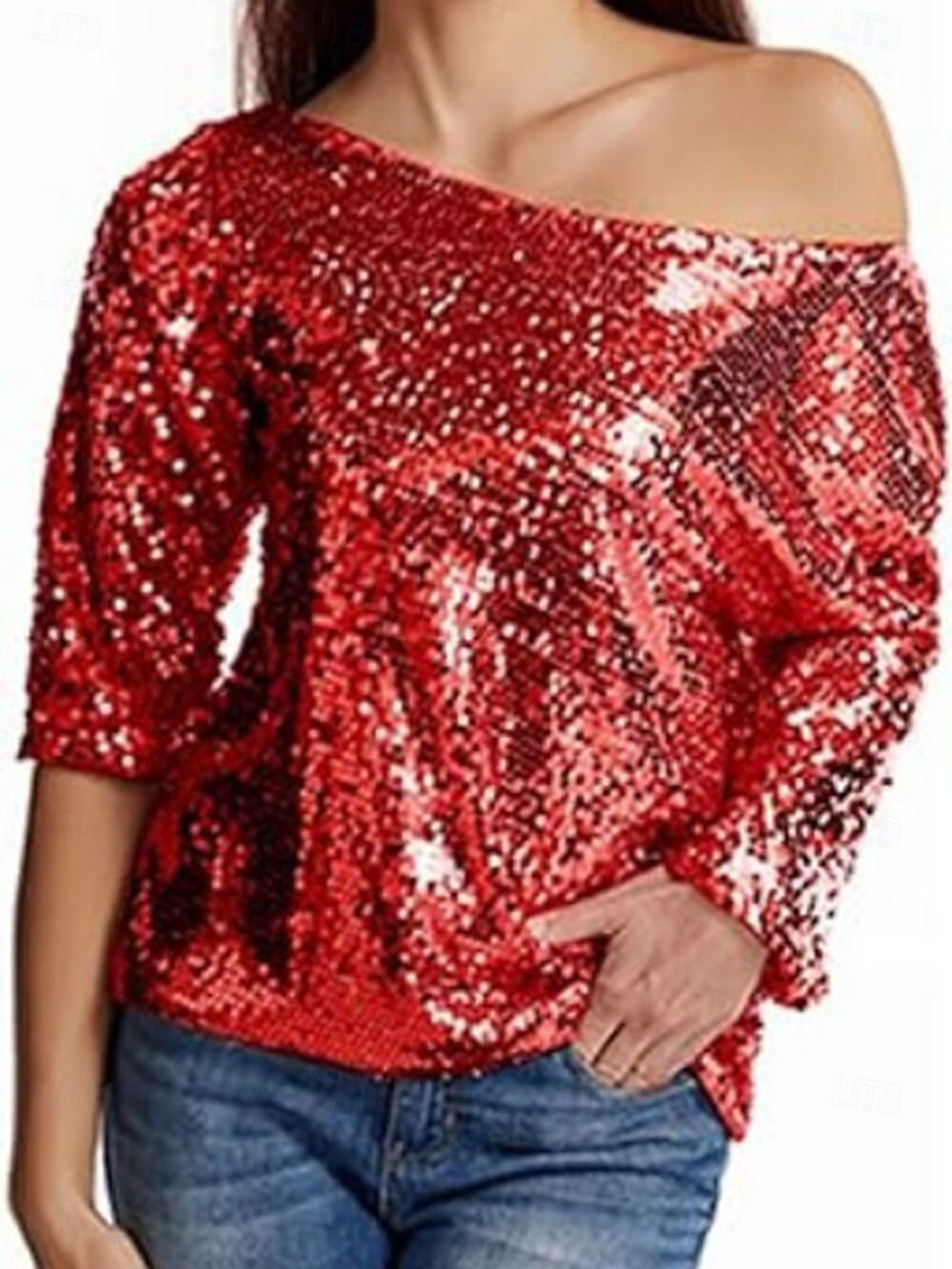 Naisten Paljetti Kimalteleva Juhla Glitter Paljetti sparkly Tyylikäs Pitkähihainen kylmä olkapää Tavalliset topit Päivittäin Pyhäpäivä Hopea Musta Punastuvan vaaleanpunainen Viini Kulta Kevät Syksy 2026 - $31.99 –P7