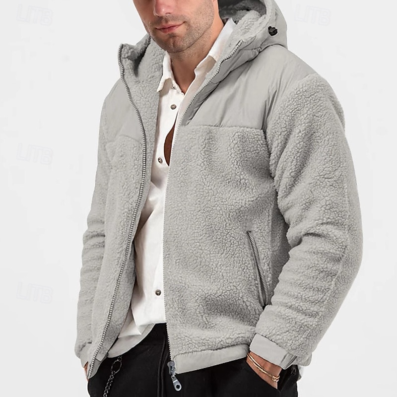 Per uomo Felpa con cappuccio Felpa con cappuccio a zip intera Felpa con cappuccio e zip corta Felpa con cappuccio in pile Nero Blu marino Beige Grigio Con Cappuccio Semplice Patchwork Cerniera Tasca del 2025 a $37.99 –P4