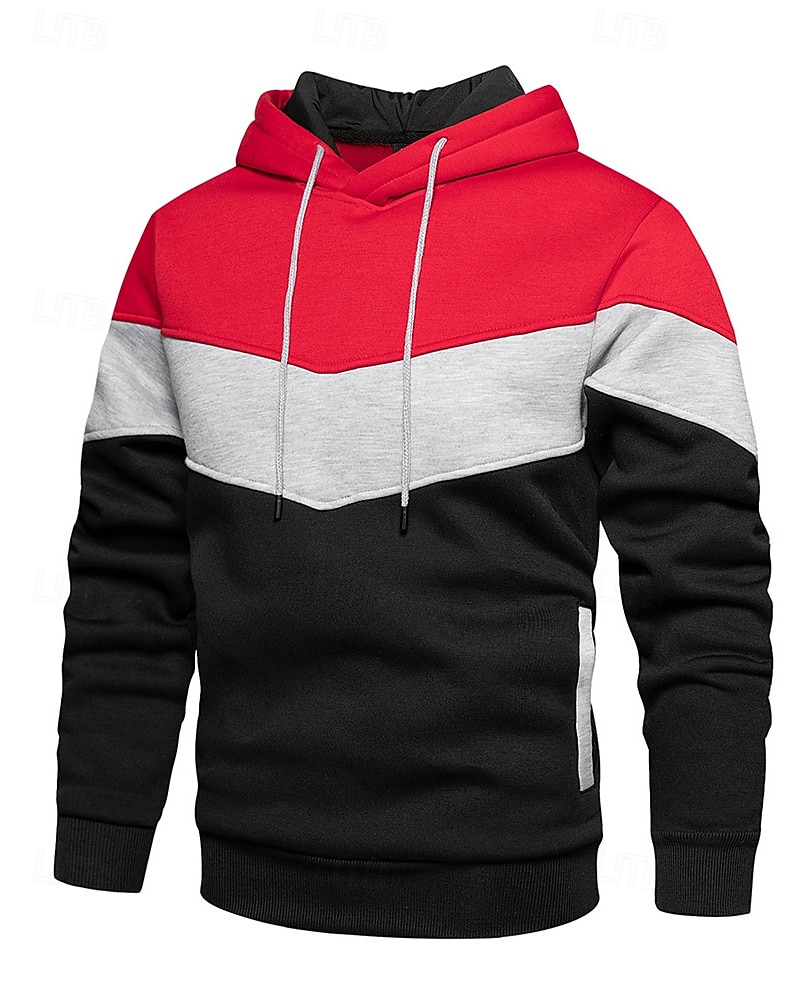 Per uomo Top casual Felpa con cappuccio Felpe Coulisse Tasca Manica Lunga Top Athleisure Autunno Blocco di colori Antivento Escursionismo Allenamento Atletico abbigliamento sportivo Abbigliamento del 2025 a $25.99 –P6