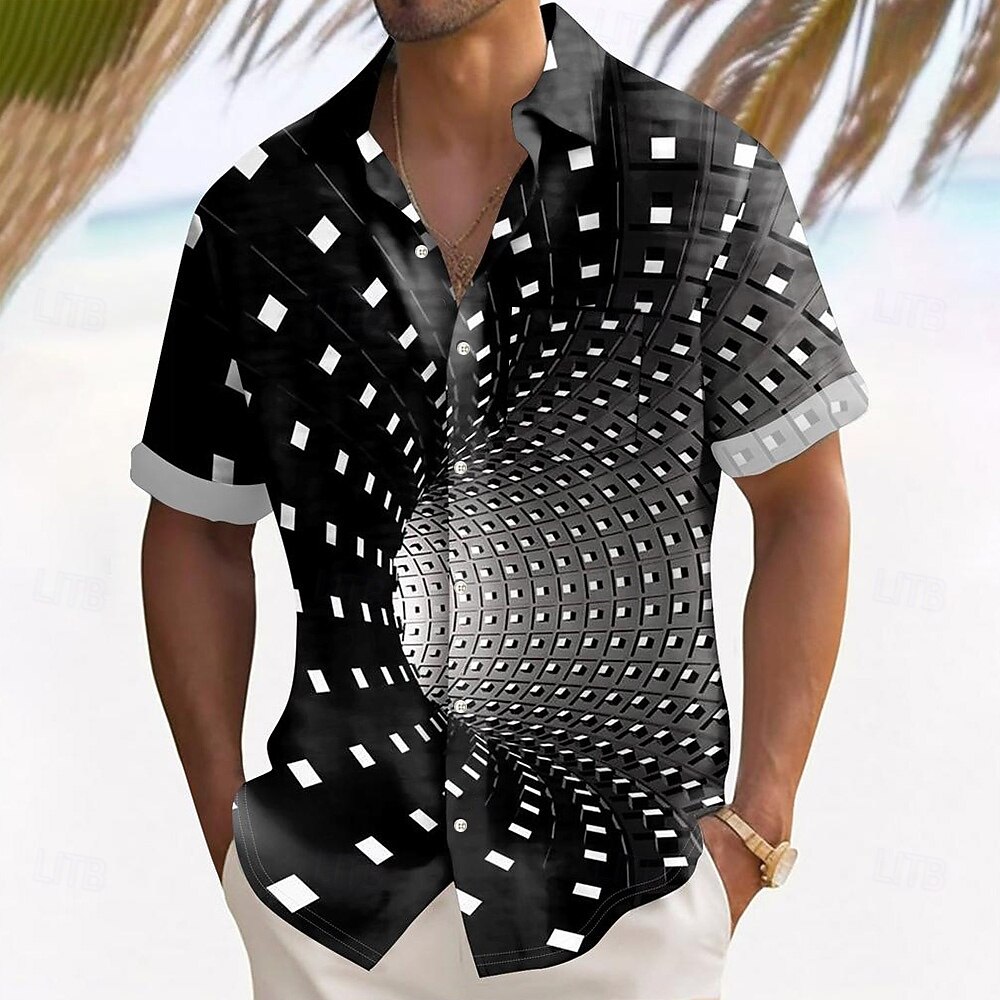Voor heren 3D Print Raster / Plaid Overhemd Zomer overhemd Overhemd met knopen Korte mouw Mode-casual Buiten Vakantie Dagelijks gebruik Zomer Lente Strijkijzer 3D-afdrukken shirts met kraag Voorste 2025 - $23.99 –P1