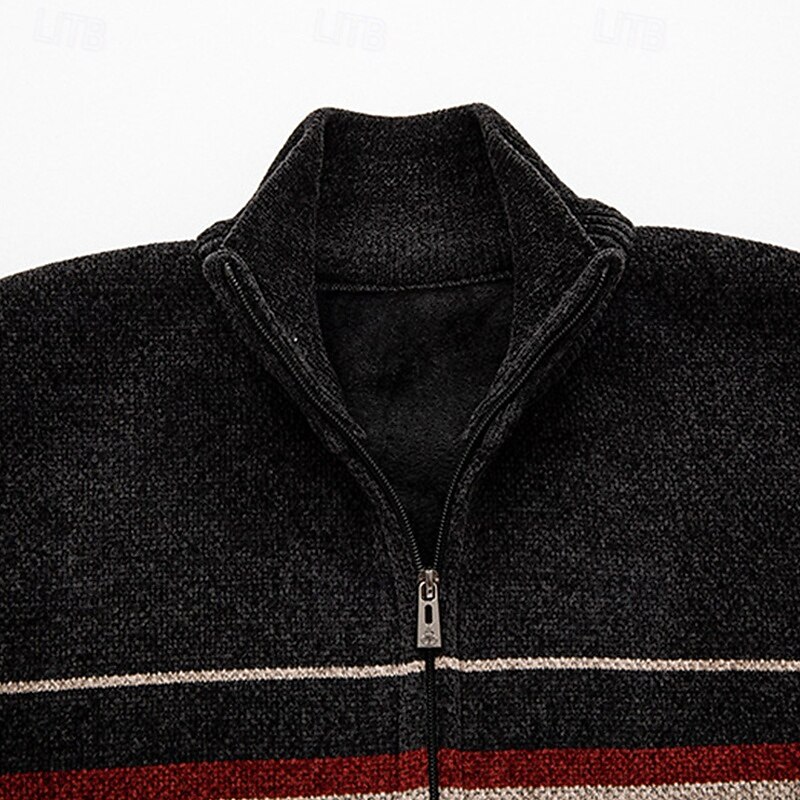 Herren Strickjacke Kurzer Pullover Reißverschluss-Pullover Strickpullover Gerippt Stricken Normale Oberteile Patchwork Tasche Farbblock Stehkragen Mode Klassisch Urlaub Alltagskleidung Bekleidung 2025 - $36.99 –P8
