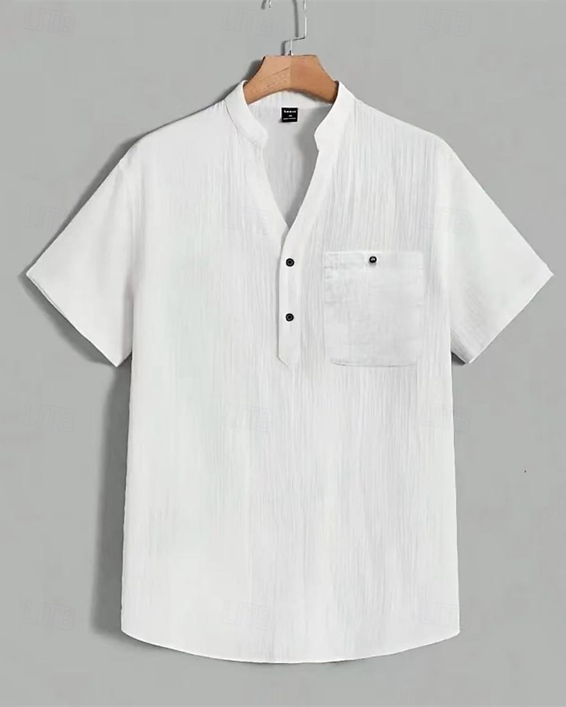 Per uomo Camicia Camicia popover Camicia Estiva Camicia casual Camicia da Spiaggia Bianco Rosa Azzurro cielo Manica Corta Semplice Colletto alla coreana Vacanza Camicia hawaiana Tasca Abbigliamento del 2025 a $30.99 –P6