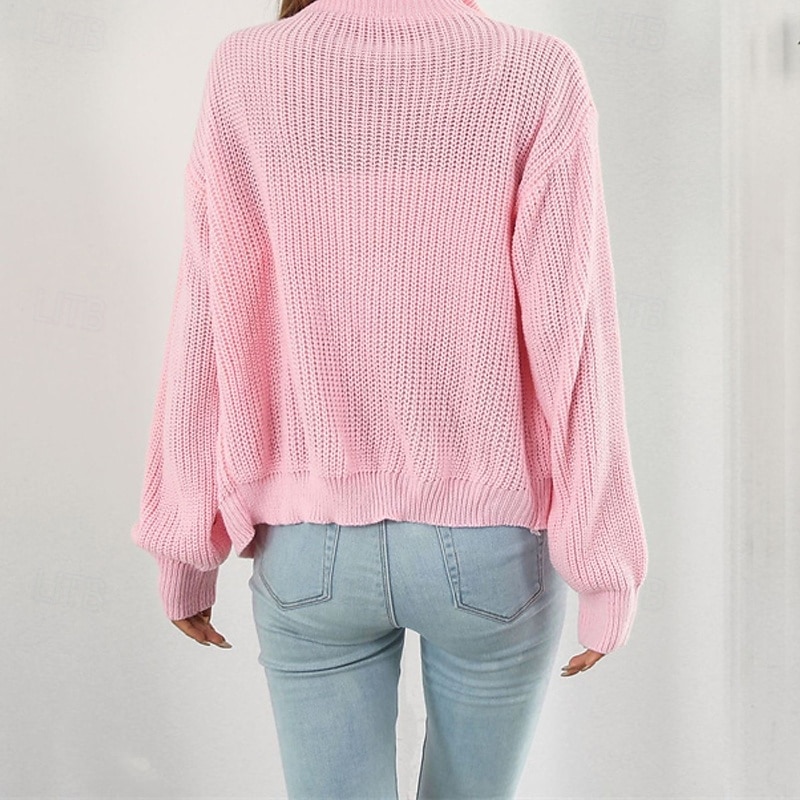 Női Kardigán Alkalmi Tömör szín Vaskos Körgallér Cipzár Kötött Hosszú ujj Normál felsők Kötött Napi Szabadság Alkalmi Fekete Arcpír rózsaszín Ősz Tél 2025 - $24.99 –P10