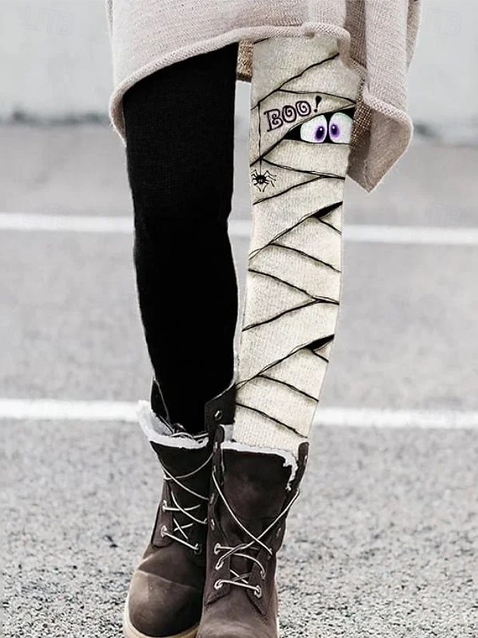Femmes Leggings Vacances ancien Mode Longueur complète Taille hautePantsHalloween Graphique Halloween Impression Doux Respirant Élastique Formel Extérieur Vacances Vert Noir Frêne Noir et gris fonc de 2025 ? $19.99 –P1