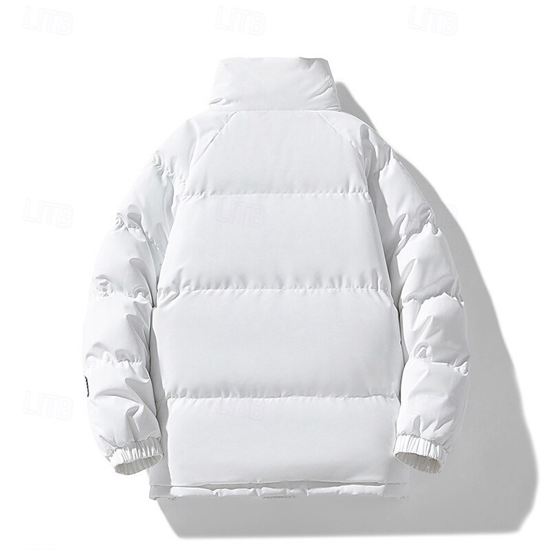 Herre Fleece-jakke Pufferjakke Vinterjakke Vinter utendørs Lapper Hold Varm Topper Mørkegrå Svart Hvit kaffe 2025 - $39.99 –P4