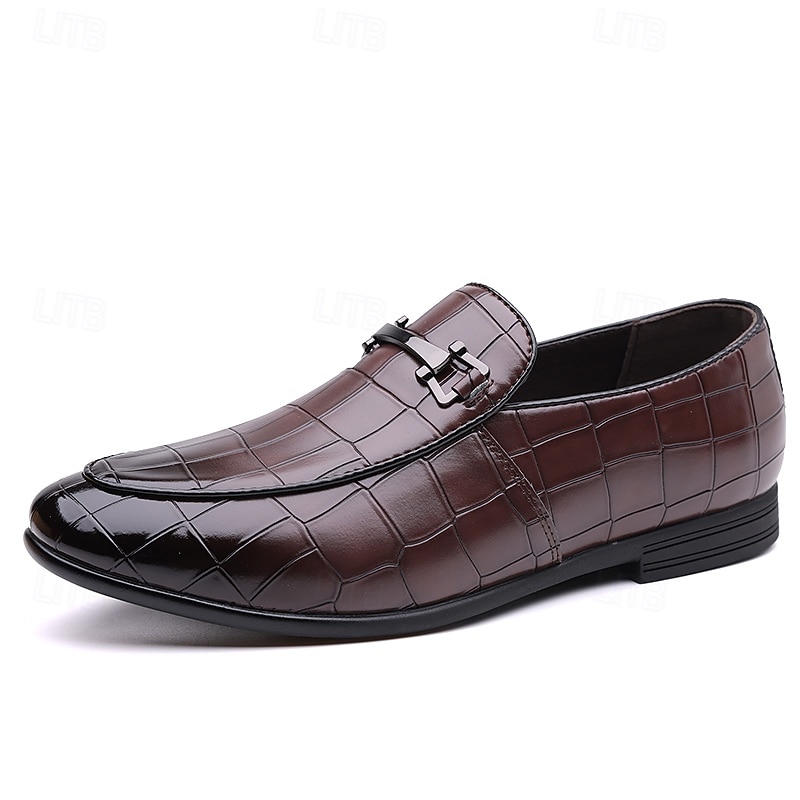 Groene instappers met krokodillenmotief voor heren – casual zakelijke stijl, comfortabele schoenen van imitatieleer voor op kantoor en dagelijks gebruik 2026 - $42.99 –P6
