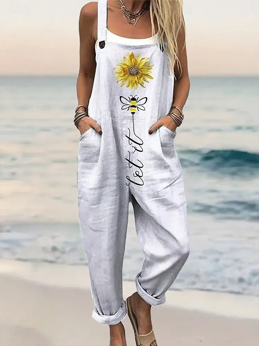 Mujer Mono Activo Graphic Sin Mangas Diario Vacaciones Holgado Azul Piscina Blanco Amarillo Verano 2026 - $45.99 –P5