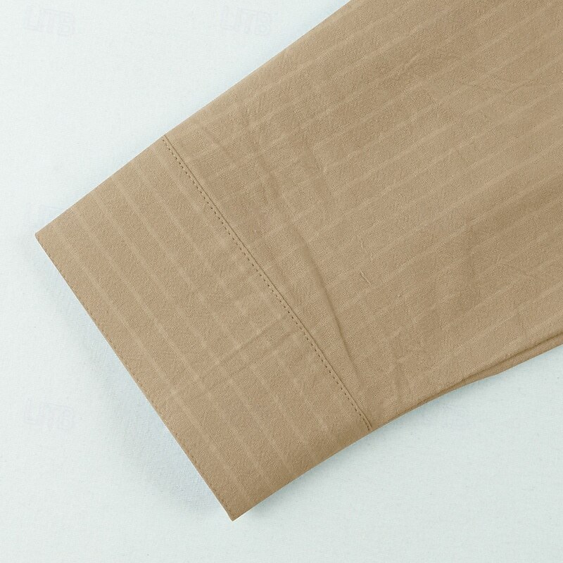 Herren Hemd Leinenhemd Stehkragenhemd Sommerhemd Strandbekleidung Knopfhemd Gestreift Urlaub Ferien Schwarz Weiß Blau Khaki Langarm Stehkragen Sommer Frühling Bekleidung 2025 - $22.99 –P7