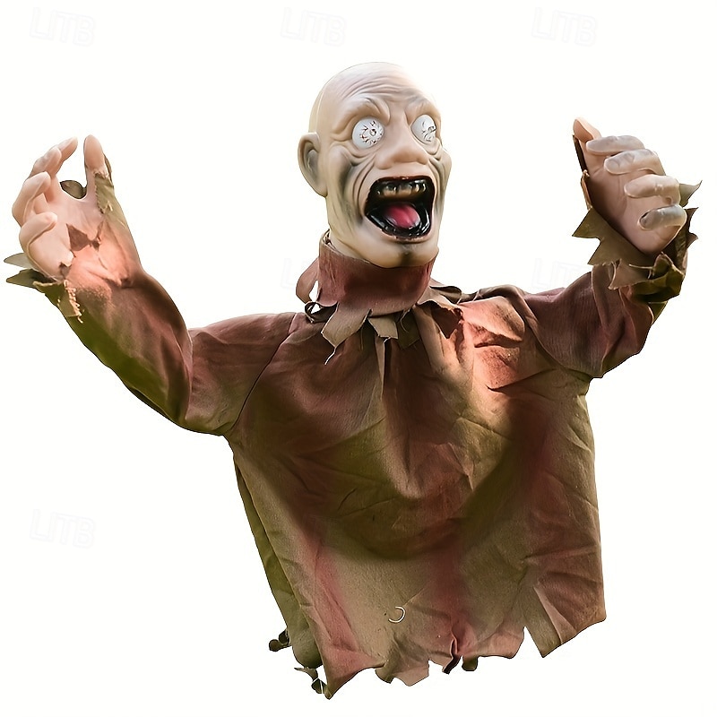 1 τεμάχιο πασσάλους γκαζόν με ζόμπι για το Halloween, μεγάλα τρομακτικά στηρίγματα με έλεγχο ήχου με ενεργοποίηση κίνησης, παραδοσιακό στυλ, πλαστικό και τζιν υλικό, εξωτερικές τρομακτικές 2025 - $82.99 –P8