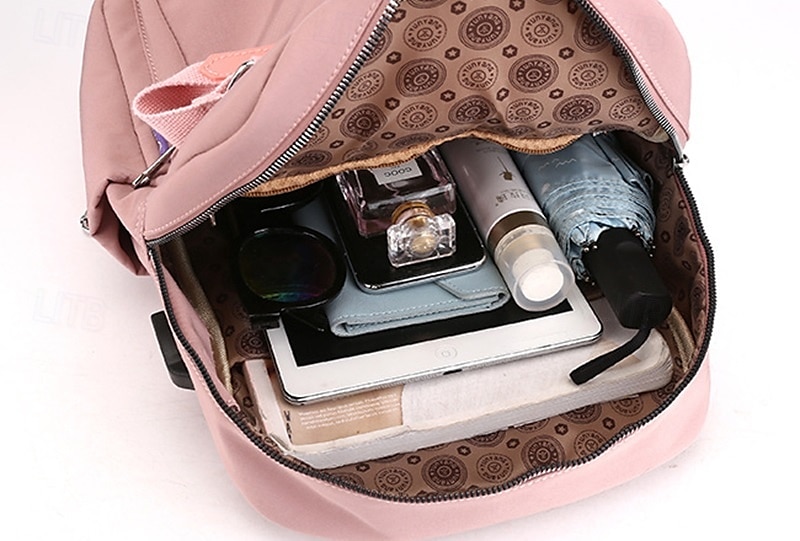 Femmes Sac à Dos Cartable Sac à Dos Fonctionnel Sac à dos scolaire École Quotidien Voyage Nylon Réglable Léger Fermeture éclair Gris foncé Noir Rose Claire de 2025 ? $34.99 –P10