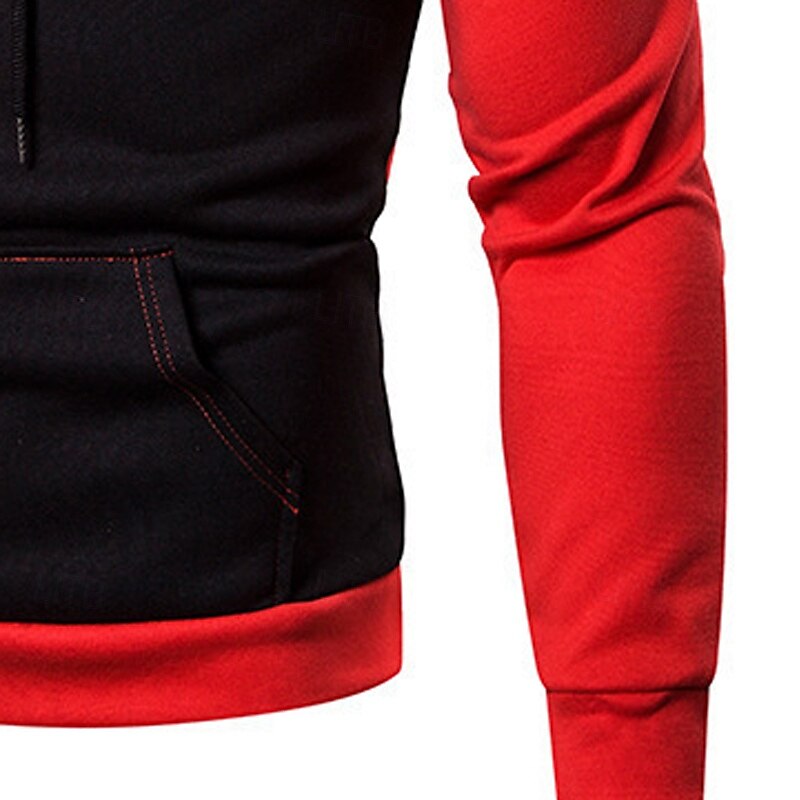Per uomo Felpa con cappuccio Felpa con cappuccio a zip intera Felpa con cappuccio in pile Nero Verde militare Rosso Blu marino Blu Con Cappuccio Blocco di colori Patchwork Blocco di colore Sport del 2025 a $23.99 –P7