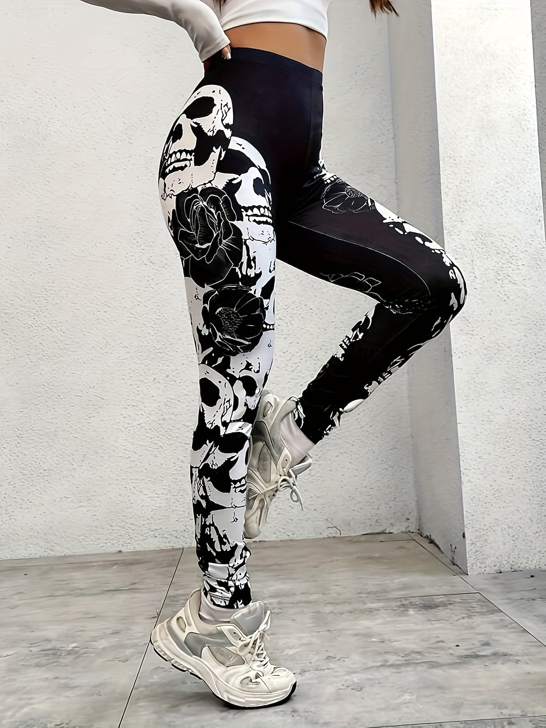 Femmes Leggings Vacances ancien Mode Longueur cheville Taille hautePantsHalloween Graphique Crâne Impression Doux Respirant Élastique Formel Extérieur Vacances Noir Printemps Automne Hiver Coupe Slim de 2025 ? $22.99 –P3