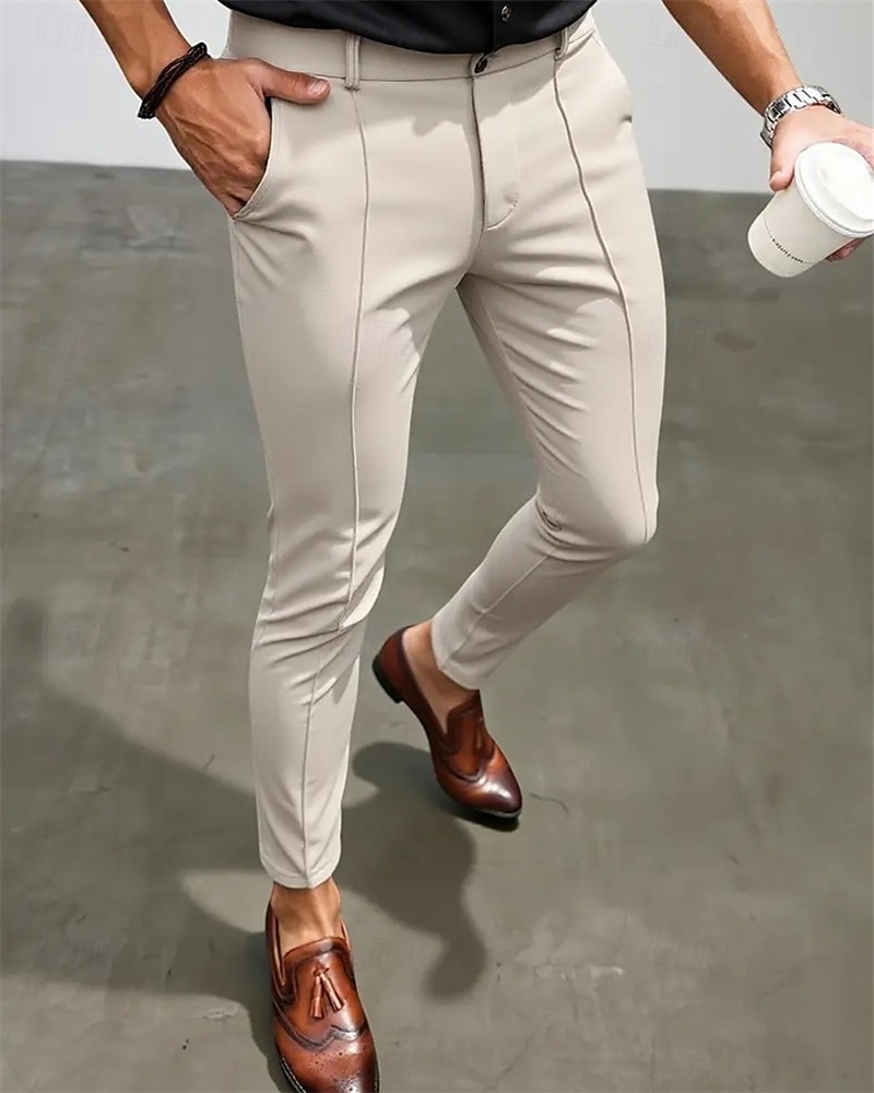 Herren Anzughose Slim Fit Hose Chinos Tasche Knöpfe Einfach Komfort Formell Party Arbeit Mode Klassicher Stil Schwarz Dunkelblau Mikroelastisch 2025 - $23.99 –P3