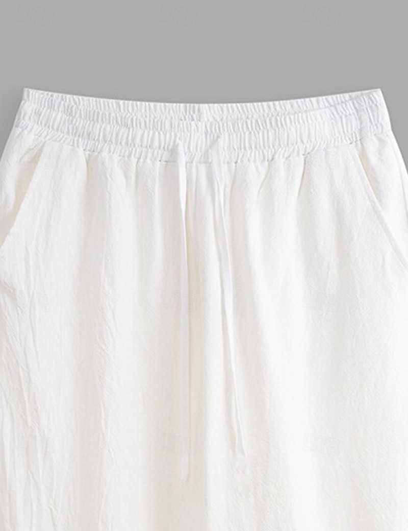 Homens Calças de linho Calças Calça verão Calças de praia Cintura elástica Com Cordão Tecido Conforto Respirável Mimolet Ao ar livre Casual Diário Férias Moda Branco Verde Tropa Sem Elasticidade de 2025 por $23.99 –P3
