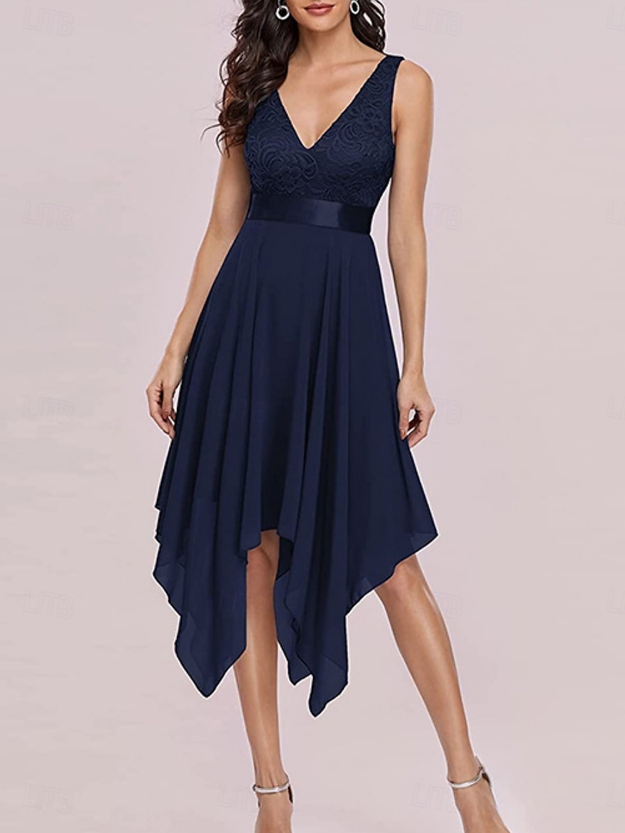 Women's Mini Dress Cocktail Dress Wedding Guest Dress Chiffon Chiffon Dress Elegant Fashion Modern Outdoor Cocktail Party Regular Fit Plain Sleeveless V Neck Black White Summer Spring 2026 - $27.99 –P3