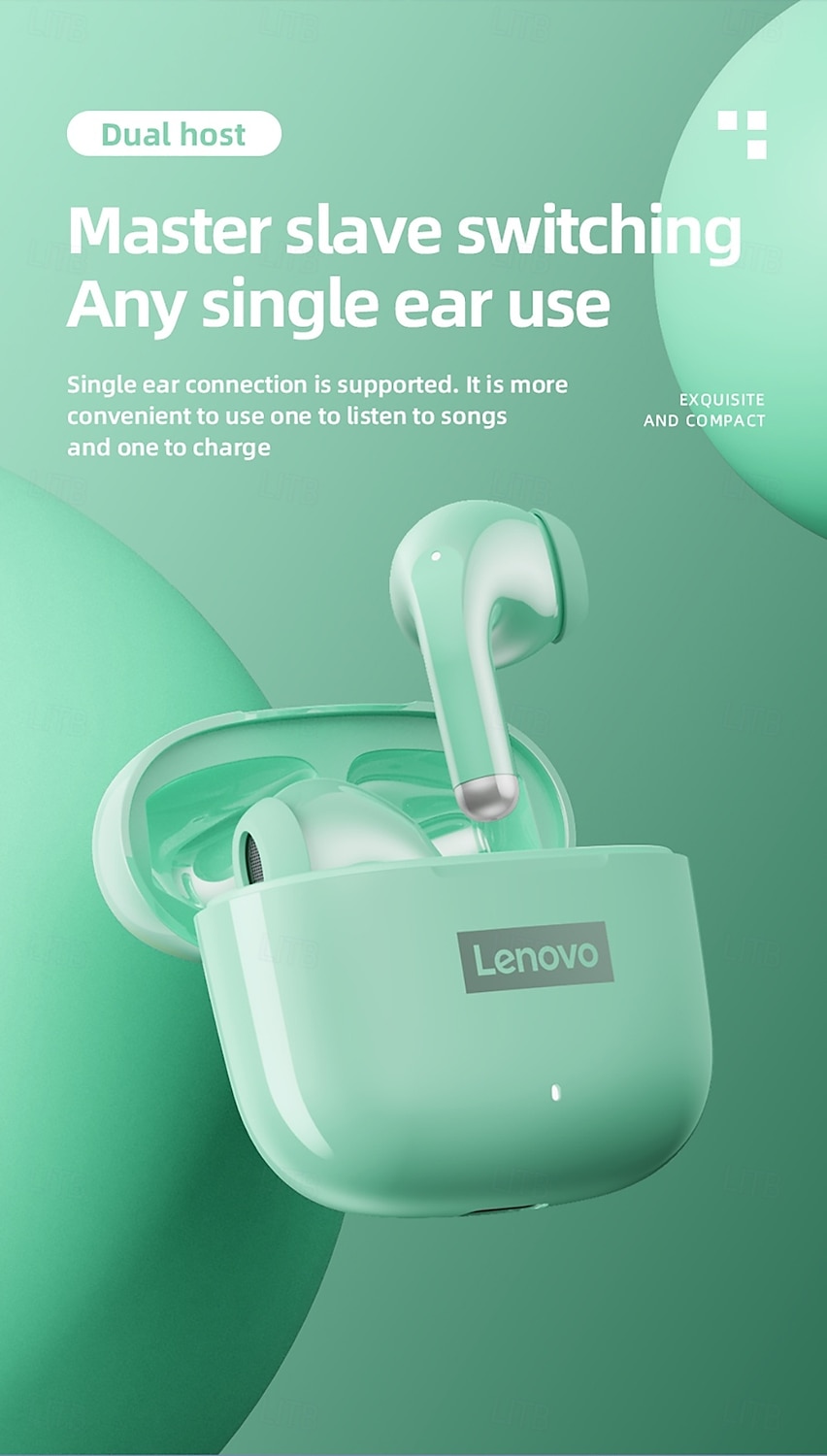 2025年 Lenovo LP40 完全ワイヤレスヘッドホン TWS イヤホン Bluetooth 5.1 ステレオ 充電ボックス付き Apple、Samsung、Huawei、Xiaomi、Mi 対応 自動ペアリング 日常使用 旅行 アウトドア 携帯電話  コレクション – $23.99 –P11
