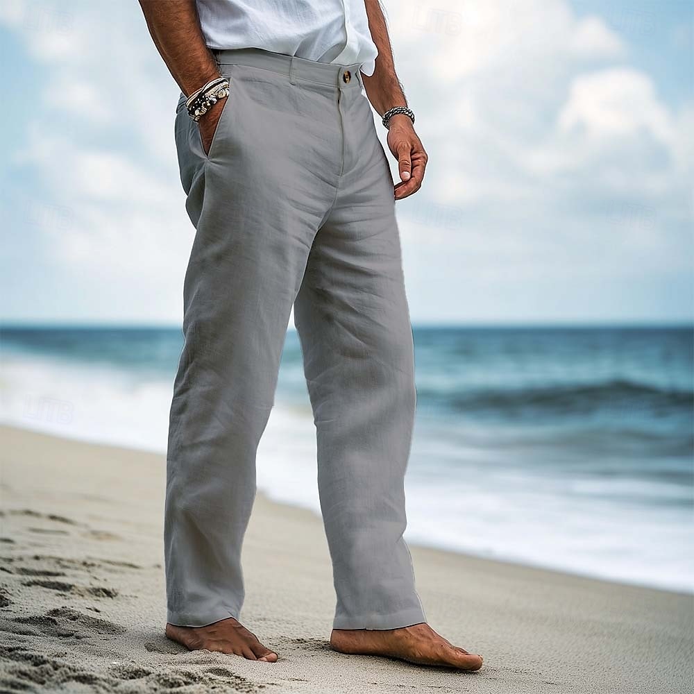 Per uomo Pantaloni Eleganti Pantaloni di Lino Pantaloni Pantaloni Estivi Pantaloni Larghi Tasca Frontale Gamba Dritta Semplice Comodità Traspirante Lunghezza intera Formale Affari Ferie Vacanza Moda del 2025 a $25.99 –P4