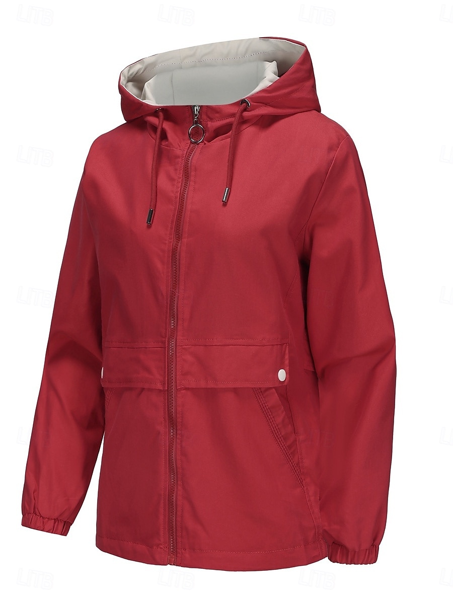 Dam Trenchcoat Hoodiejacka Bekväm Andningsfunktion Dragkedja Ficka Ledigt Slät Semester Gata Dagliga kläder Utekväll Dragkedja Normal Luvtröja Normal Långärmad Ytterkläder Svart Gul Vin Vår Höst 2025 - $51.99 –P14