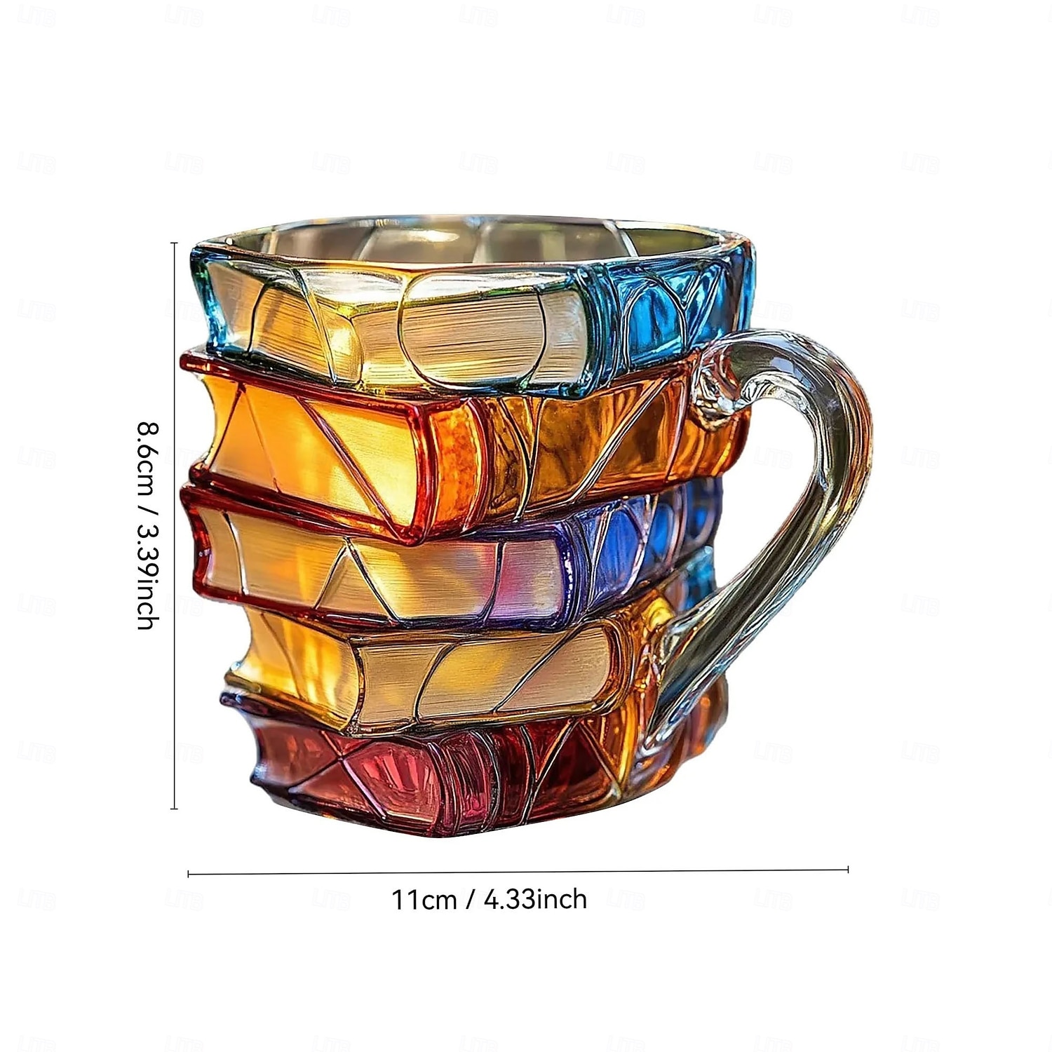 bemalte Buchtasse 300ml/10oz Gitarren-Kaffeetasse Buch-Kaffeetasse einzigartige bunte Glasbücher Stapel-Kaffeetasse Sammlung Geschenk 2025 - $23.99 –P15