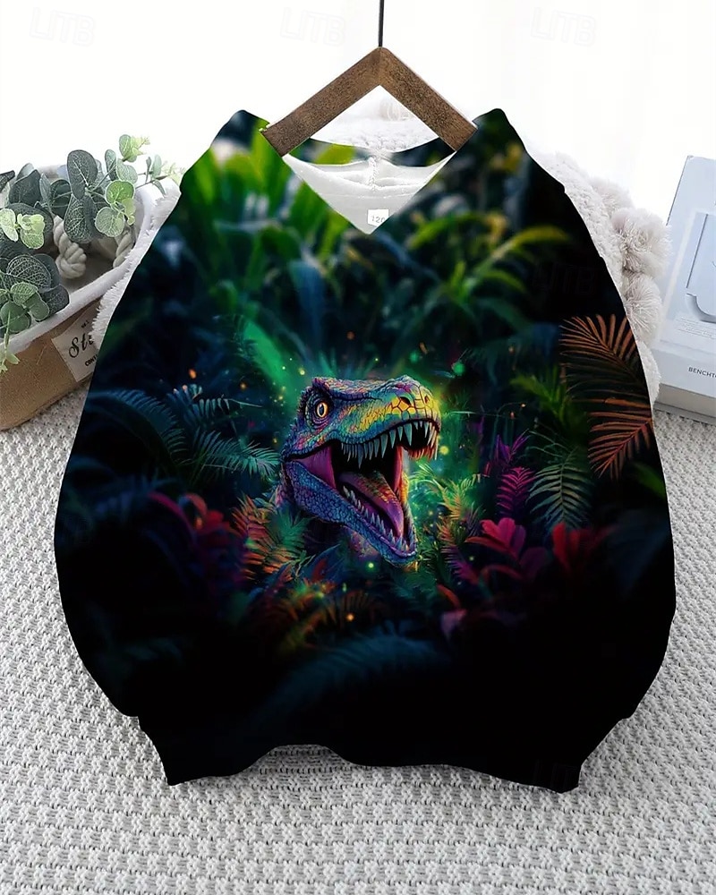 Pojkar 3D Dinosaurie Huvtröja Långärmad Vår Höst Mode Streetwear Barn 4-12 år Huva Utomhus Ledigt Dagligen Normal 2025 - $18.99 –P3