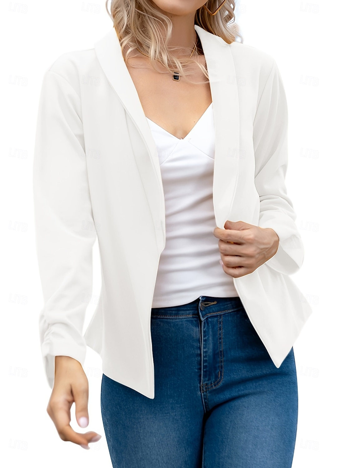 Femmes Blazer Confortable Respirant Coupe ajustée Mode Moderne Uni Travail Quotidien Régulier Col Rabattu Coupe régulière manche longue Vêtements d'extérieur Rose Claire Noir Blanche Printemps Automne de 2025 ? $26.99 –P10