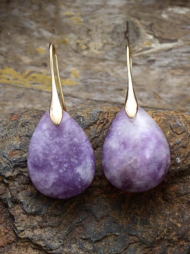 Boucles d'oreilles en pierre naturelle en forme de larme pour femmes avec crochet en or - bijoux élégants faits à la main pour femmes pour vêtements décontractés, cadeaux et vêtements de style bohème de 2025 ? $11.99 –P10