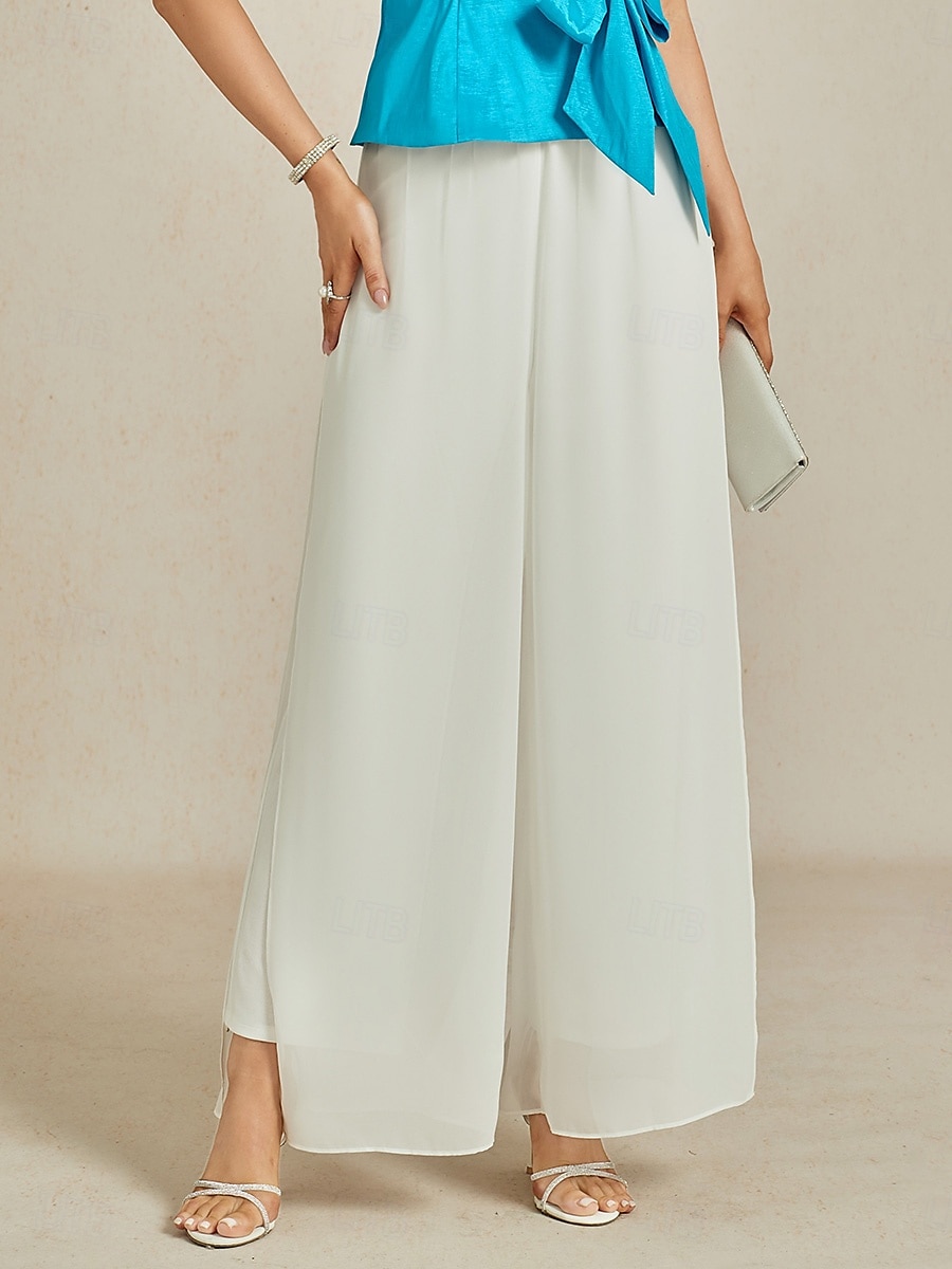 Dámské Drzý Kalhoty s rovnými nohama Elegantní stylové Klasický styl Plná délka Středně vysoký pas Pevná barva Elastický pas Elastické Svatební Dovolená Párty Bílá Jaro. Podzim. Zima. Léto Běžný 2025 - $49.99 –P4