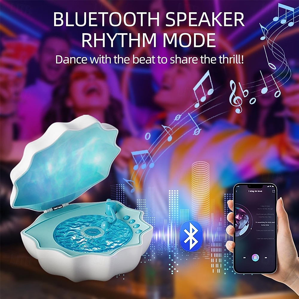 Проектор северного сияния, ночник-проектор для спальни, встроенный динамик Bluetooth, ночник-ракушка с белым шумом для декора комнаты/подарок для детей/вечеринка/музыка/релакс/день рождения 2026 - $95.99 –P8
