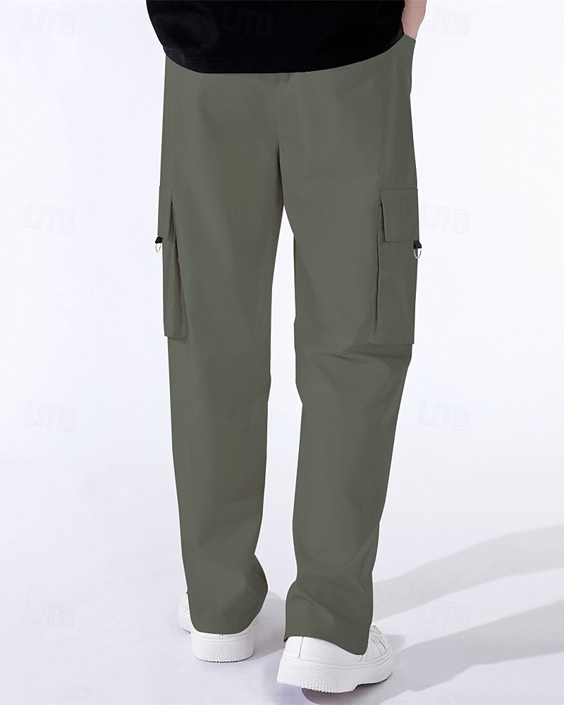 Per uomo Pantaloni Cargo Pantaloni Elastico in vita Coulisse Multi-tasche Semplice Mimetico Indossabile All'aperto Quotidiano Campeggio & Escursionismo Moda Classico Nero Verde militare del 2025 a $18.99 –P15