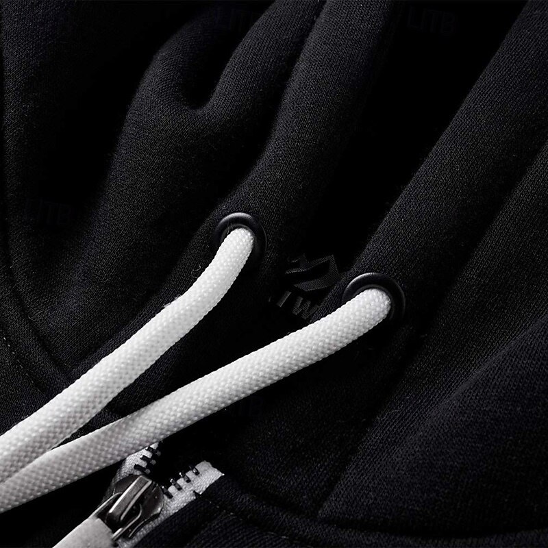 Per uomo Felpa con cappuccio Felpa con cappuccio a zip intera Felpa con cappuccio in pile Nero Rosso Blu marino Beige Grigio Con Cappuccio Semplice Patchwork Blocco di colore Sport & Outdoor Casuale del 2025 a $23.99 –P7