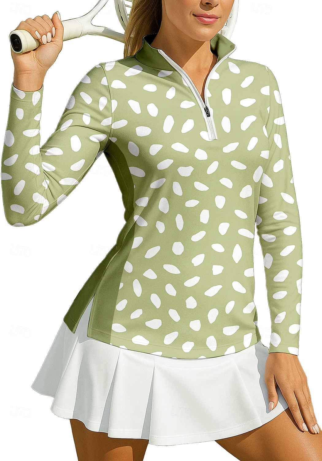 Damen Geometrisch Kreis Punkt Sporthemd Golf-Poloshirt Tennis Shirt Tennis-T-Shirt Langarm Reißverschluss Blumen UPF50+ UV-beständig Hohe Elastizität Feuchtigkeitsableitend Atmungsaktiv Tennis 2026 - $25.99 –P3