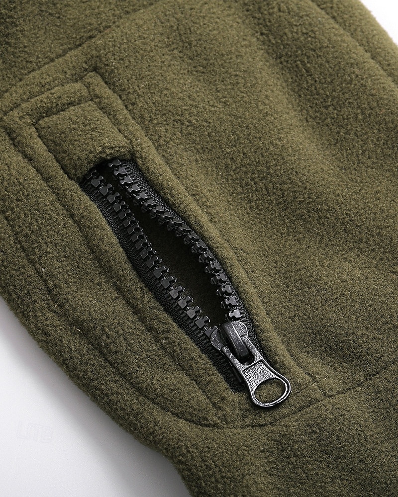 Herr Fleece-jacka Utomhus Termisk Varm Vandringskläder Vandringskläder Vinter Höst Överdelar Camping / vandring / grottforskning Löpning Svart Armégrön Grå 2025 - $27.99 –P9